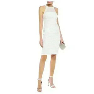 NWT Halston Heritage Women's Cocktail High Neck Fitted Ruched Dress, 6